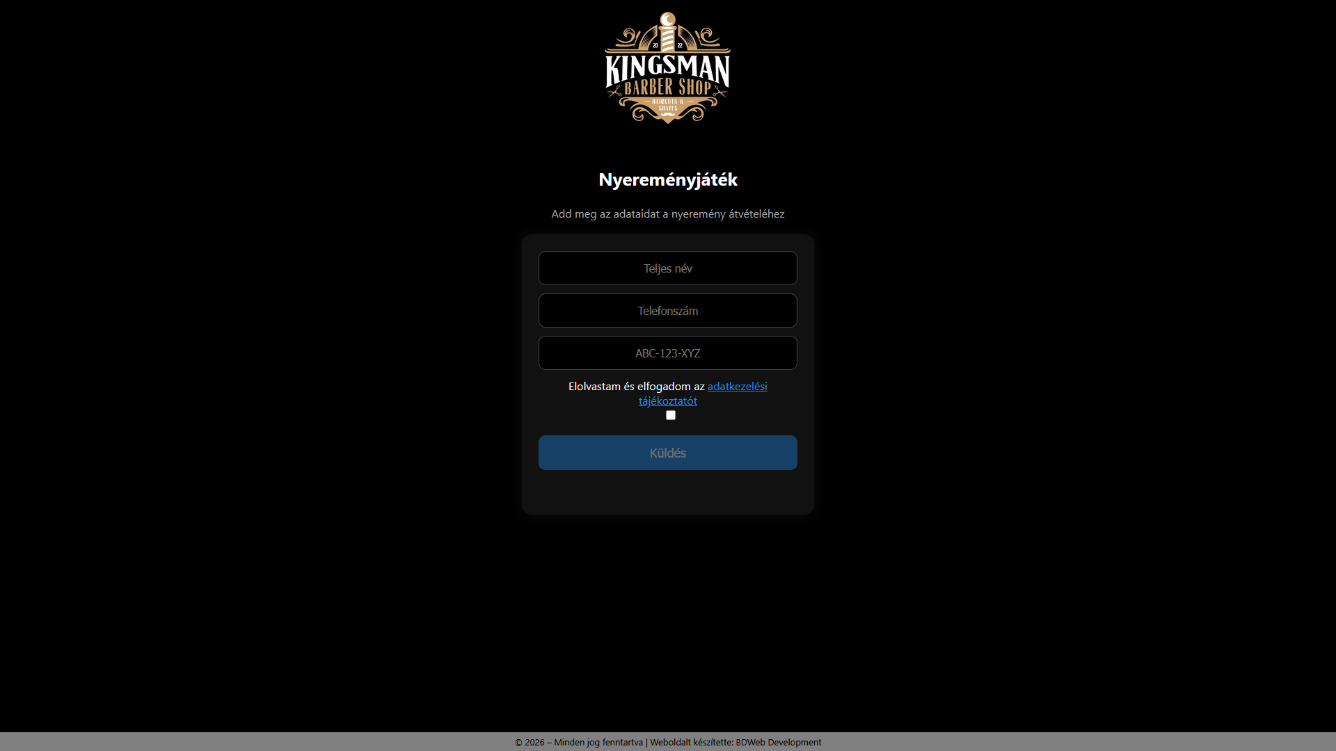 Kingsman BArber Shop nyeremenyjatek